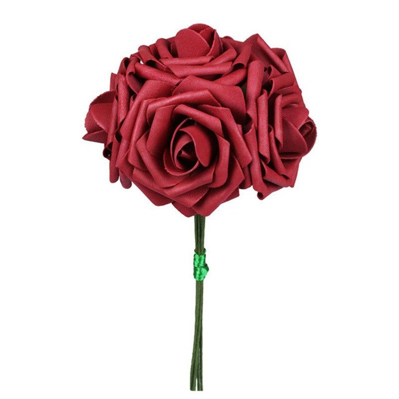Artificial Foam Rose Flowers with Stem for Cake Decoration Foam Rose Bulk Wholesale 8cm Diameter 10 Bags 50pcs Per Bag 14 Colors