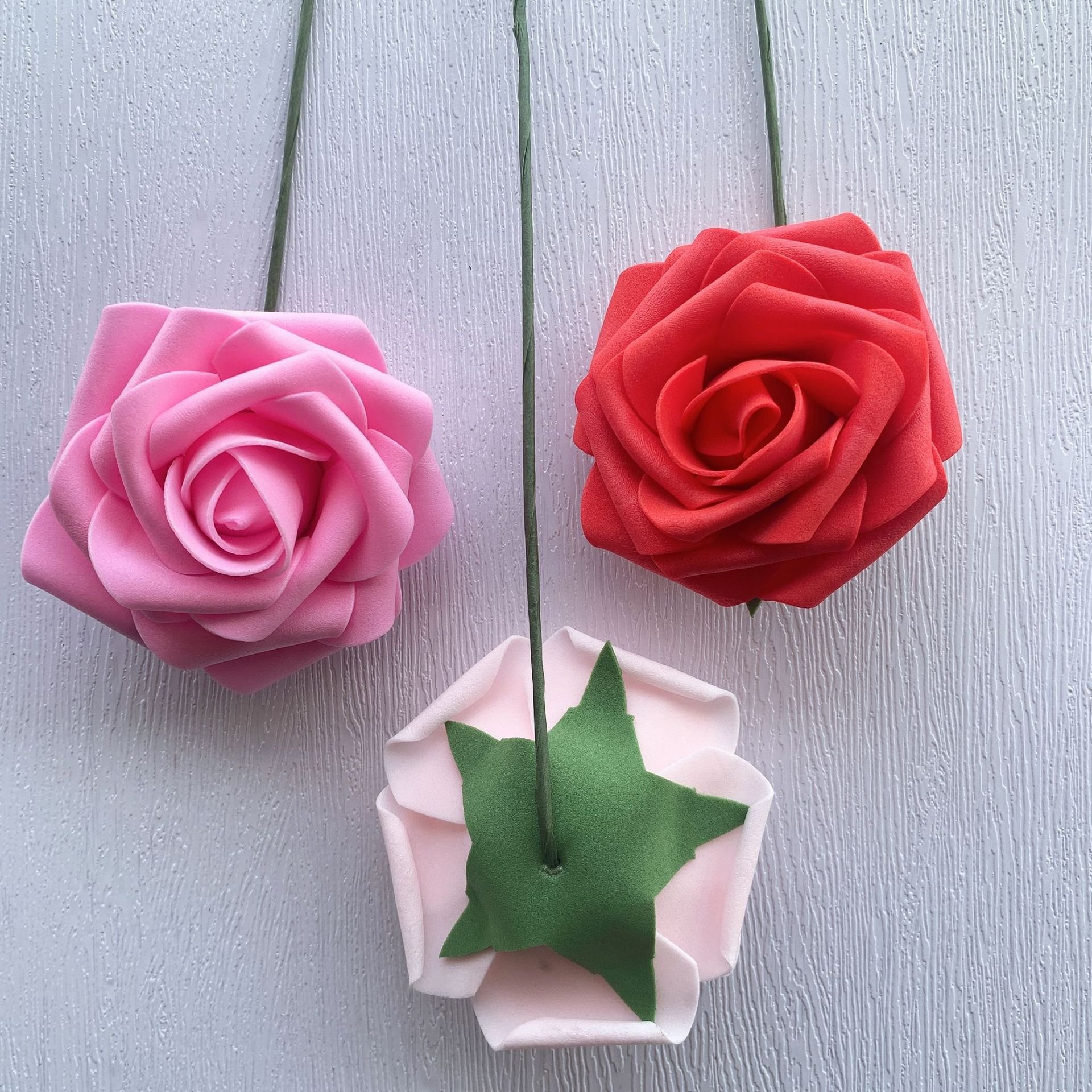 Artificial Foam Rose Flowers with Stem for Cake Decoration Foam Rose Bulk Wholesale 8cm Diameter 10 Bags 50pcs Per Bag 14 Colors