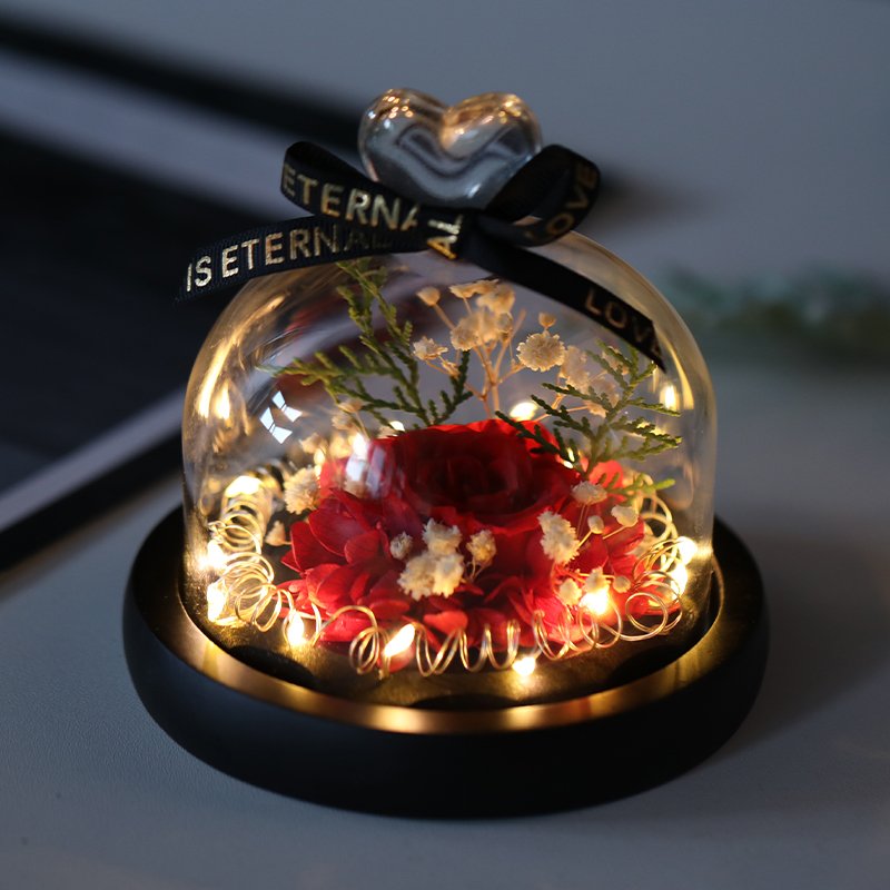 Wholesale novelty gifts eternal carnation Everlasting flower glass dome gifts rose preserved for Valentine's wedding decoration