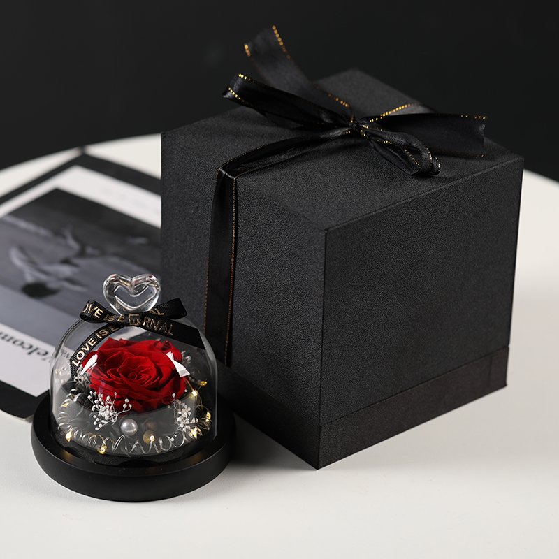 Wholesale novelty gifts eternal carnation Everlasting flower glass dome gifts rose preserved for Valentine's wedding decoration