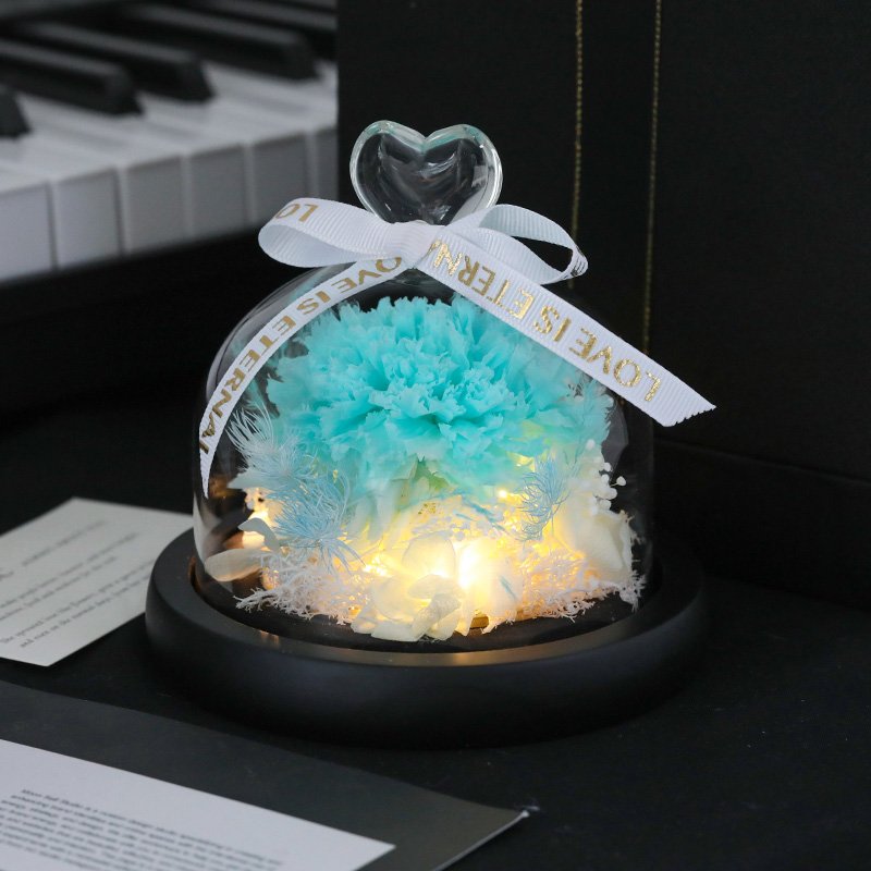 Wholesale novelty gifts eternal carnation Everlasting flower glass dome gifts rose preserved for Valentine's wedding decoration