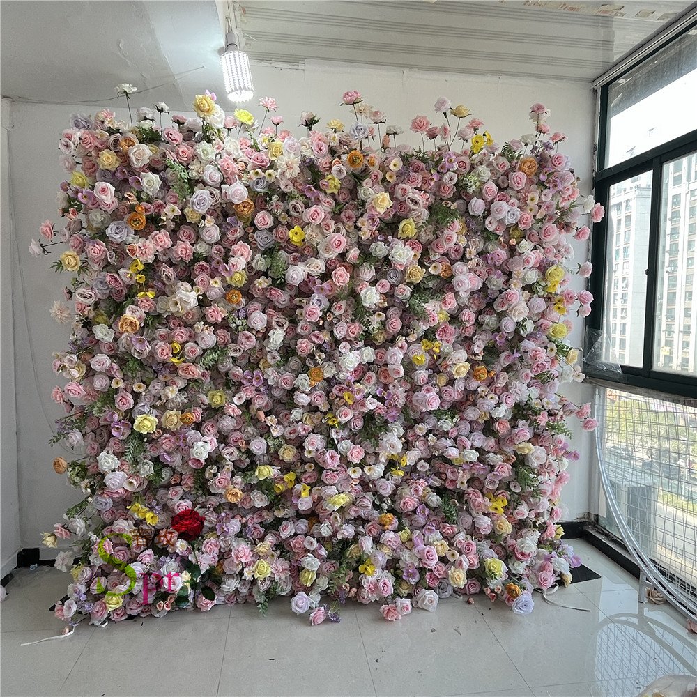 SPR wedding 7 D Wedding Flower Wall Artificial Silk Rose Flower Wall Backdrop Decorative Artificial Flower Wall