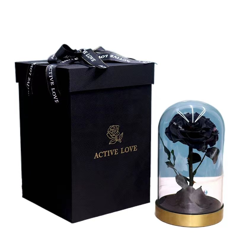 popular luxury preserved rose in glass dome with wood base light everlasting eternal eternity rose fresh forever rose flower