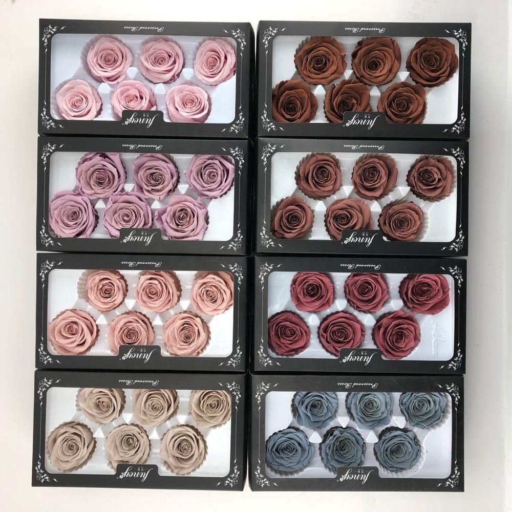 Diameter 5-6 cm Fresh A Grade Best Quality China Real Natural Eternal Forever Immortal Flower Head Preserved Roses