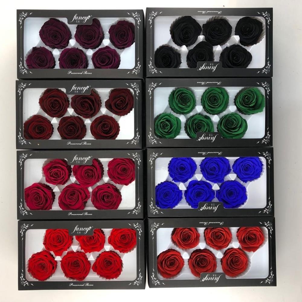 Diameter 5-6 cm Fresh A Grade Best Quality China Real Natural Eternal Forever Immortal Flower Head Preserved Roses