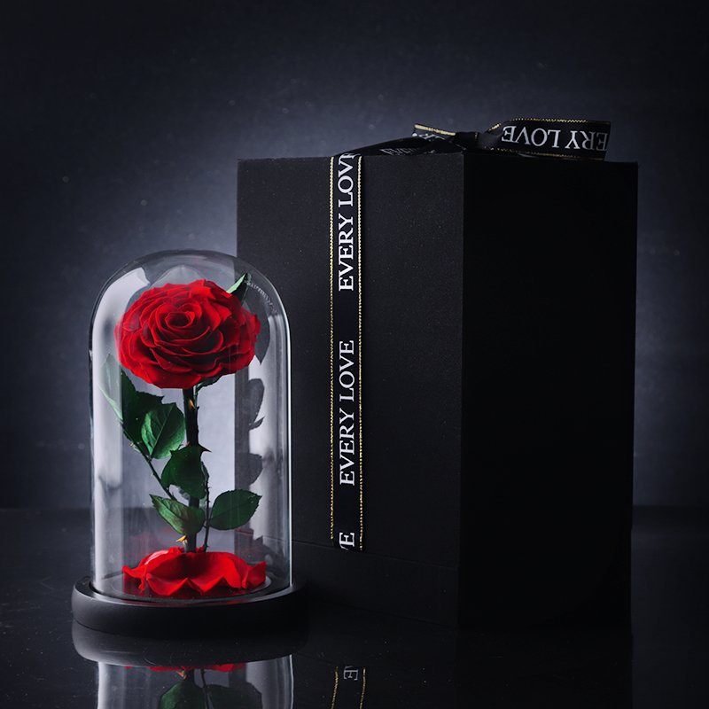 2024 Preserved Flowers Gift Box Preserved Rose Dome 7-8Cm Chinese New Year Box Forever Rose in Glass Dome