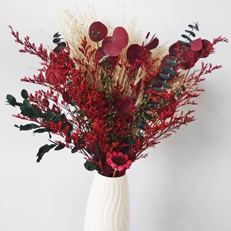 L-D Customized wedding home decorative real dry preserved flower bundle mix palm bunch pampas bouquet dried eucalyptus bouquets
