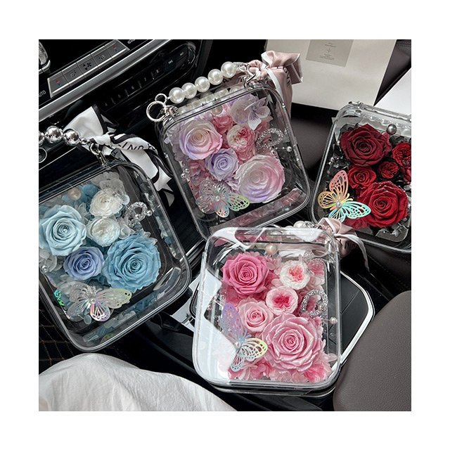 AM-PFE74 Ammy preserved flower Acrylic handbag Eternal hydrangea preserved rose acrylic gift box mother's Day gift