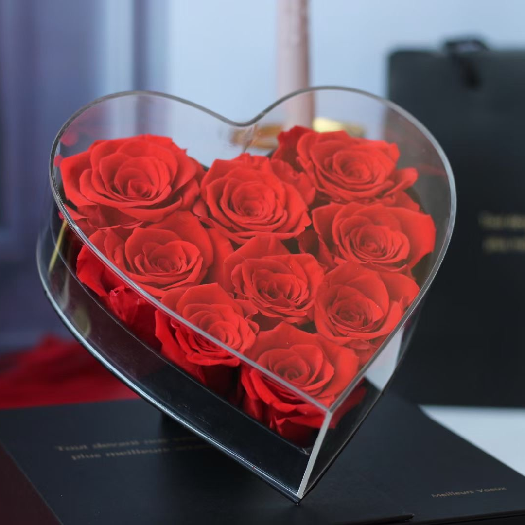 Lovebay Wholesale Mothers Valentines Day Gifts Roses Forever Immortal Flowers Real Preserved Eternal Roses in Heart Shape Box