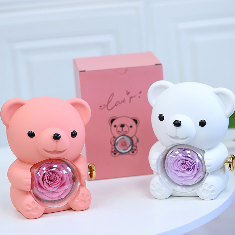 2024 Eternal Rose Preserved Flowers Gift Box Preserved Rose Necklace Gift Box Set Preserved Roses Jewelry Necklace Ring Box
