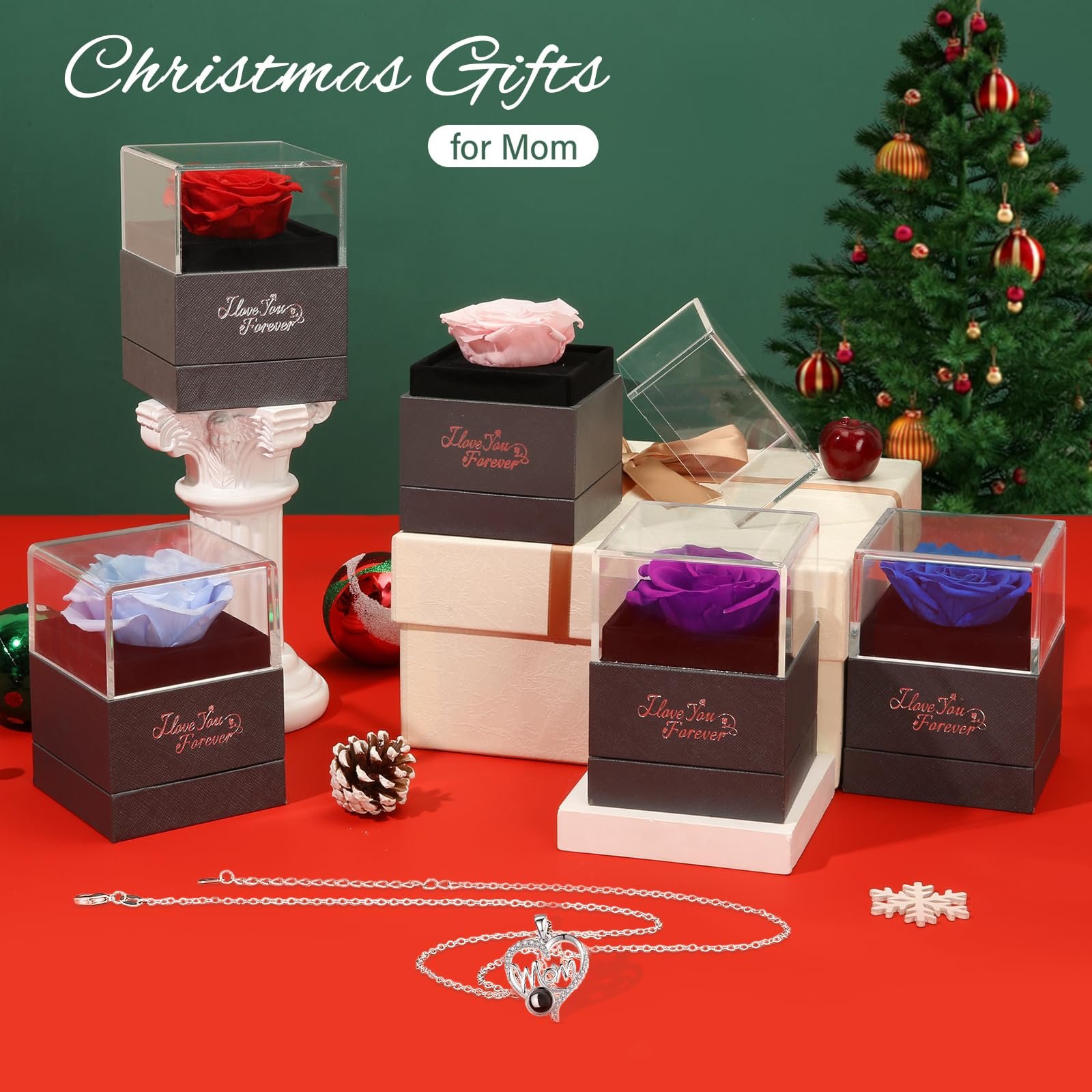 Everlasting Mom Wife Girlfriend Valentines Gifts Immortal Eternal Forever Stabilized Preserved Real Rose in Jewelry Box