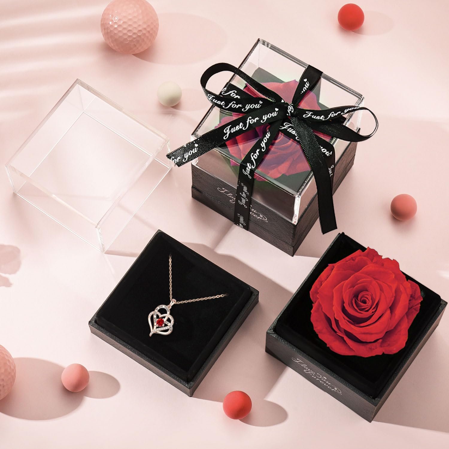 Everlasting Mom Wife Girlfriend Valentines Gifts Immortal Eternal Forever Stabilized Preserved Real Rose in Jewelry Box