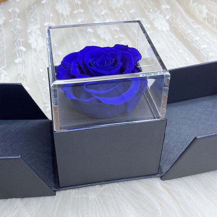 Valentine'S Day Gifts Eternal Rose Acrylic Jewelry Boxes With Logo Wholesale Eternal Flower Box Set Packaging For Floral Gift