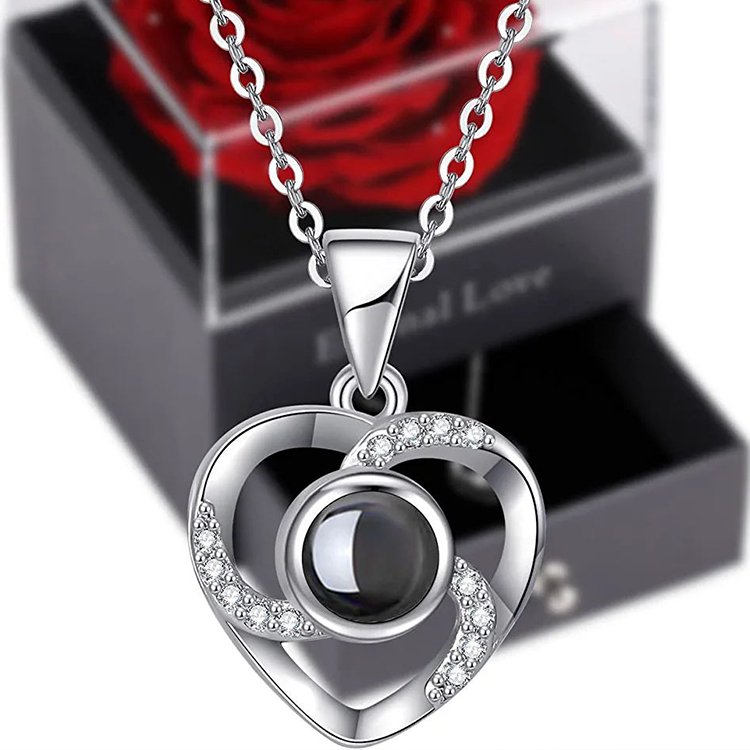 Valentine'S Day Gifts Eternal Rose Acrylic Jewelry Boxes With Logo Wholesale Eternal Flower Box Set Packaging For Floral Gift