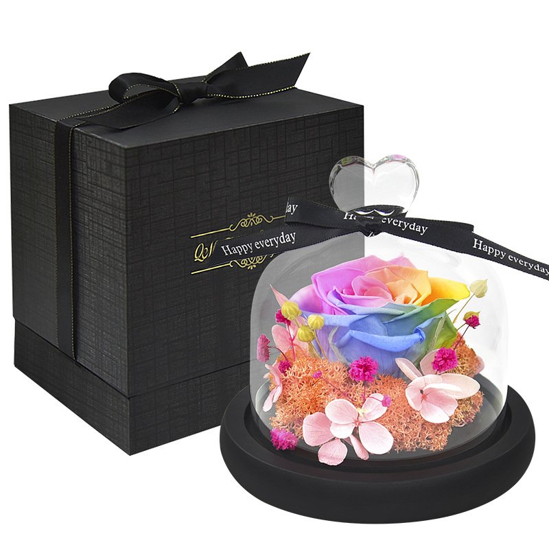Single Preserved Rose 6cm in Heart Dome From Manufacturer Enchanted Glass Dome Preserved Roses