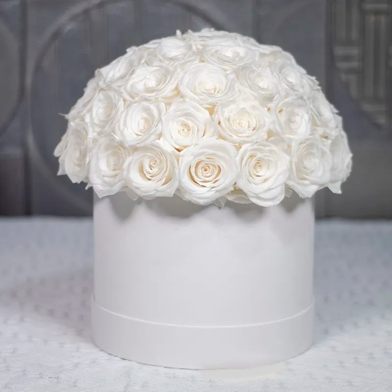 Wholesale Household Infinity Eternal Rosas Flor In A Hug Bucket Box 52 Pcs Finished Preserved Forever Rose In Mushroom Box