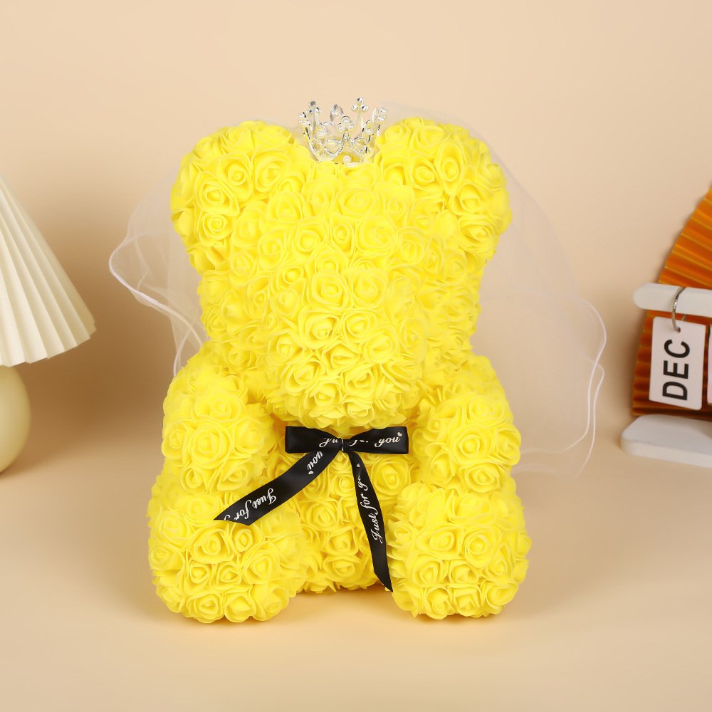 Creative Gift Valentine's Day Father's Day Mother's Day Wedding Birthday Gift Wedding Crown Eternal bear and flowers