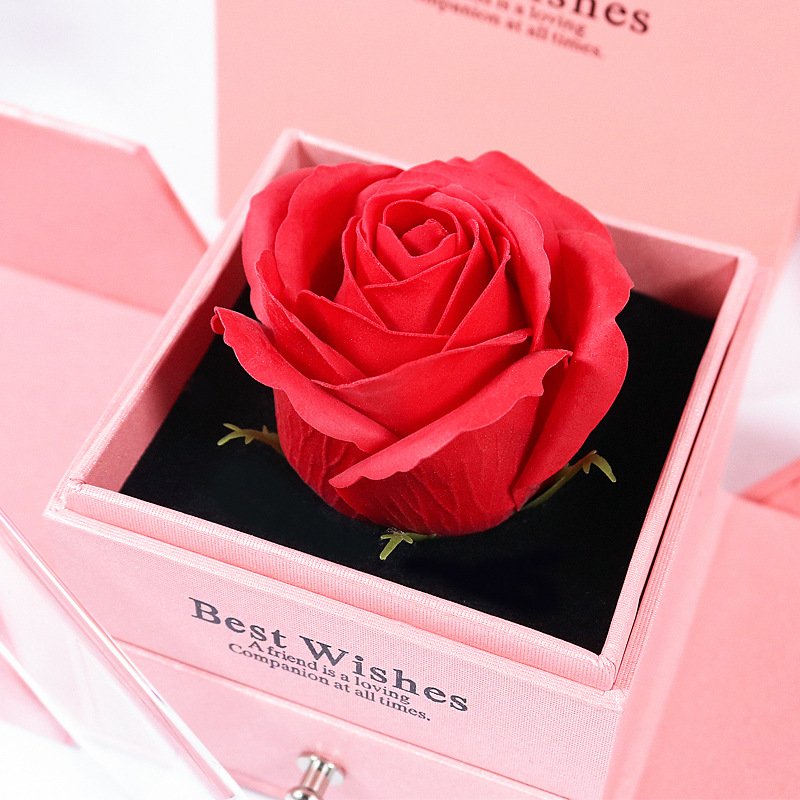 Hot Selling Natural Rose Jewelry Box Bag Preserved Flowers Eternal Features Necklaces Ring Real Rose Gift Box Packaging