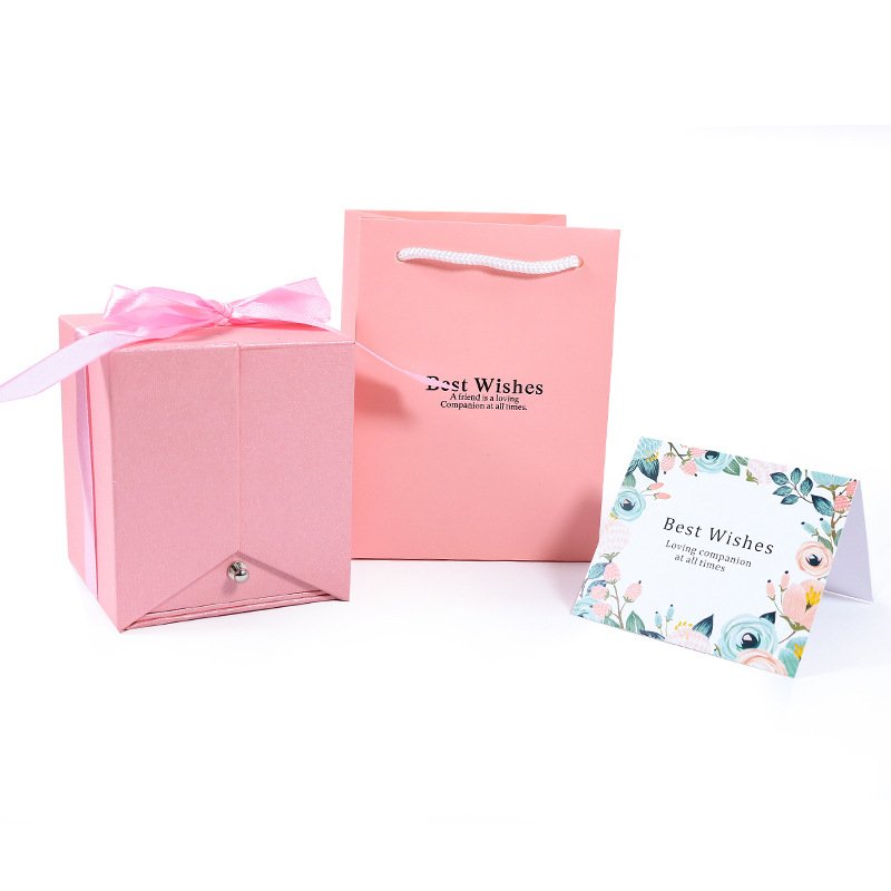 Hot Selling Natural Rose Jewelry Box Bag Preserved Flowers Eternal Features Necklaces Ring Real Rose Gift Box Packaging