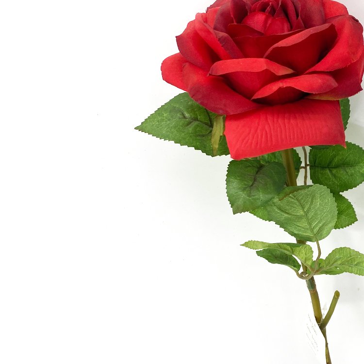 High Quality 64cm Artificial 3-Leaf Roses Chinese Factories Sell Single Stem Single Flower Preserved Flower Wall Backdrop