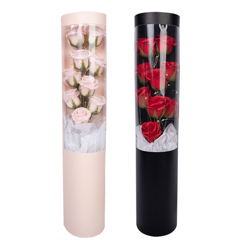 Preserved Flowers cylinder boxes Flowers Bouquets with Led String Lights For Mother's Day
