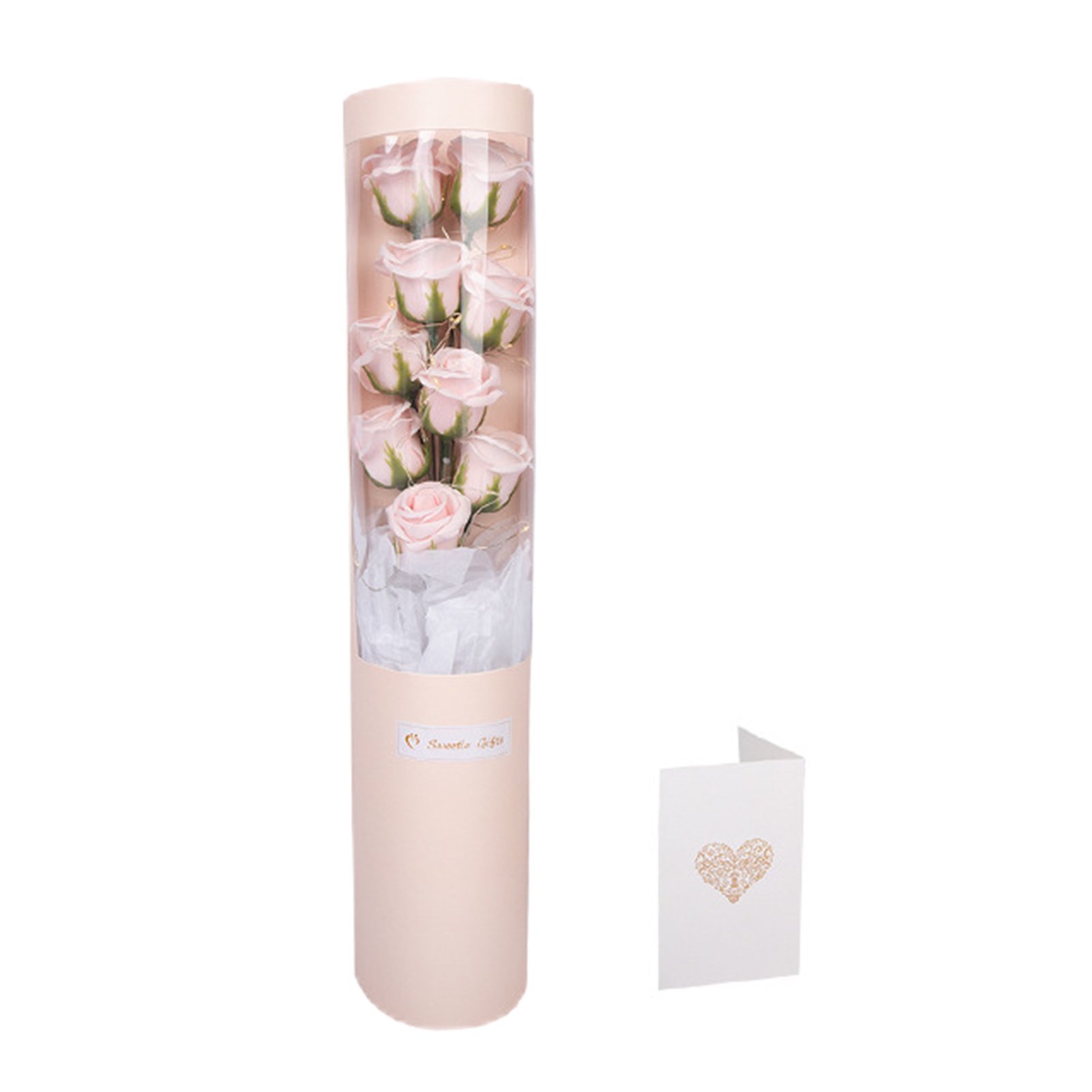 Preserved Flowers cylinder boxes Flowers Bouquets with Led String Lights For Mother's Day