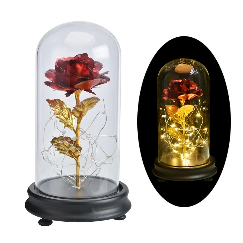 Galaxy Rose Flower Galaxy Enchanted Rose Led Glass Display Gift for Women Girlfriend Mom Birthday Day Wedding Anniversary