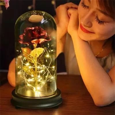 Galaxy Rose Flower Galaxy Enchanted Rose Led Glass Display Gift for Women Girlfriend Mom Birthday Day Wedding Anniversary