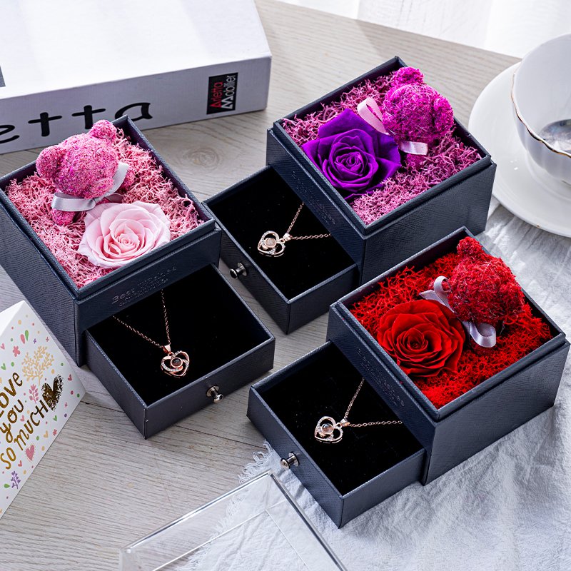 2024 Novelty Luxury Preserved Infinity Flower Forever Eternal Rose jewelry Box Arrangement Wedding Valentines Gift For Women