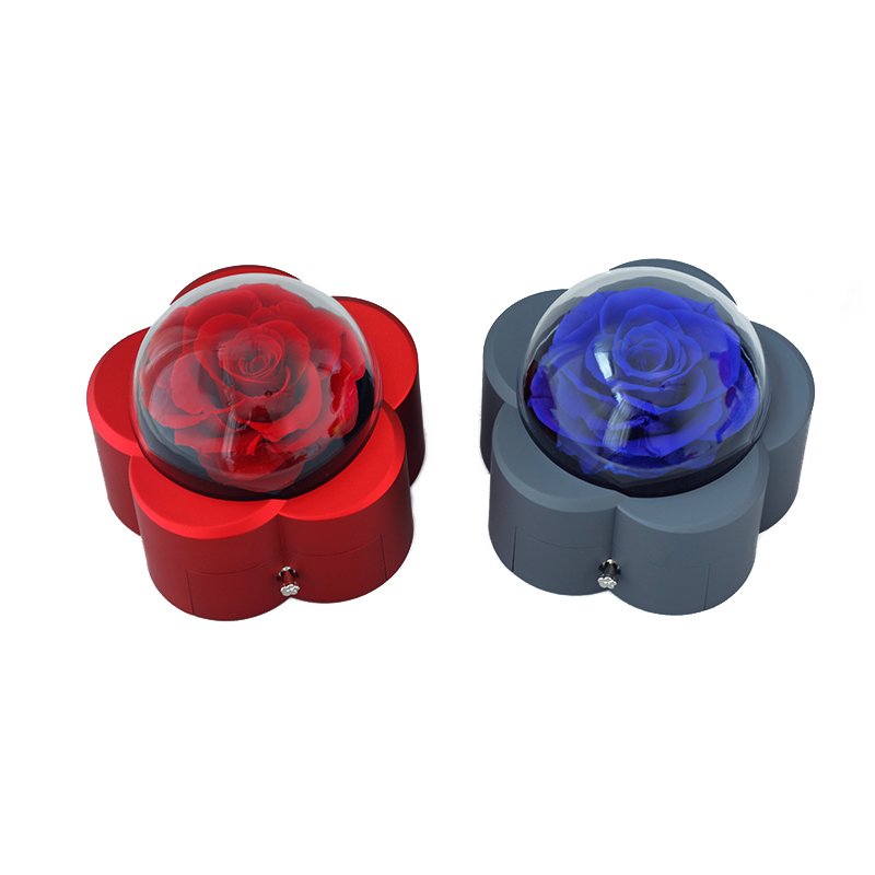 New Product Valentines Mother Day Gift Preserved Roses in Box preserved flower dome jewelry box With Necklace Gift