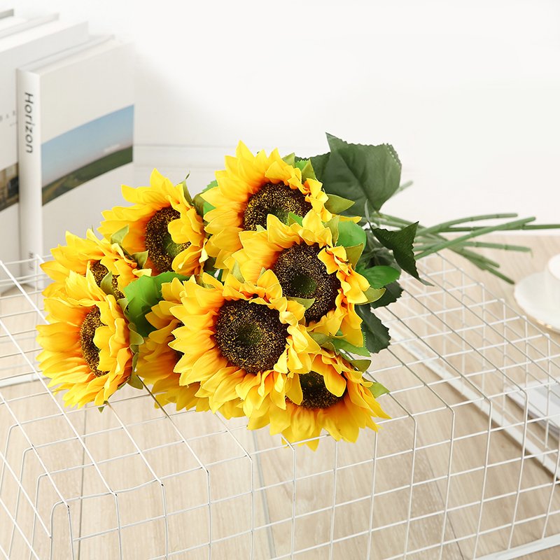 K06 Hot sale home decorative length 60cm sunflower artificial flower wedding flower bouquet artificial sunflower
