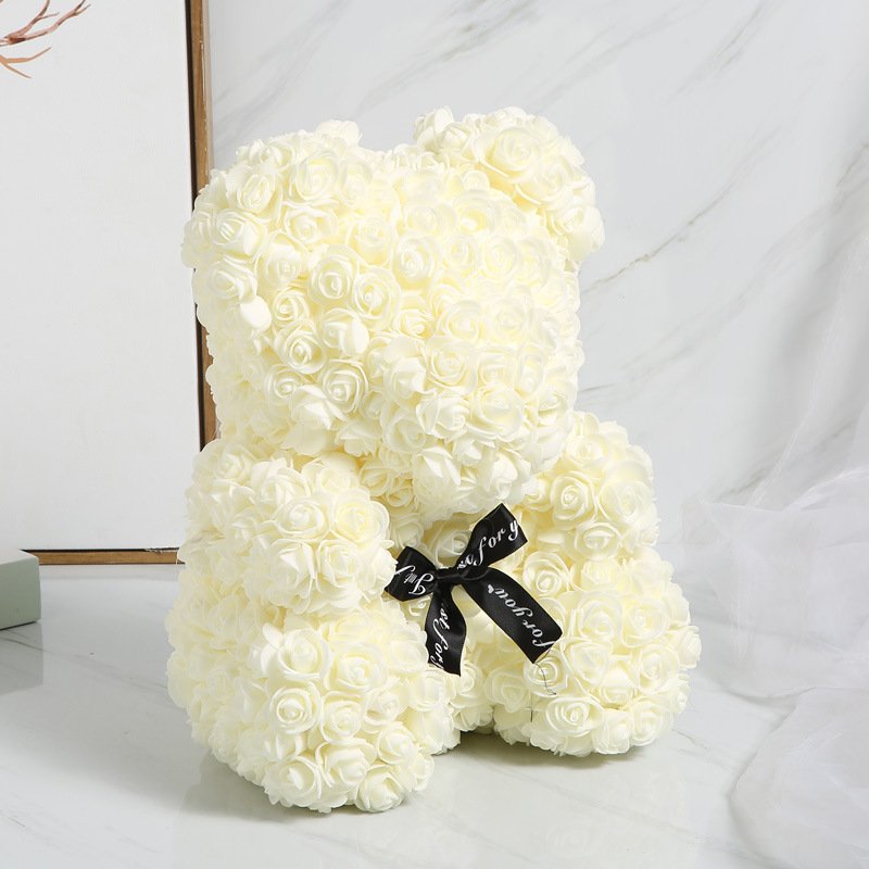 UKIQUEEN Rose Bears With Box Flower 40cm 25cm Roses Valentines Foam Heart Red Gift Gifts Artificial Mini Preserved Rose Bear