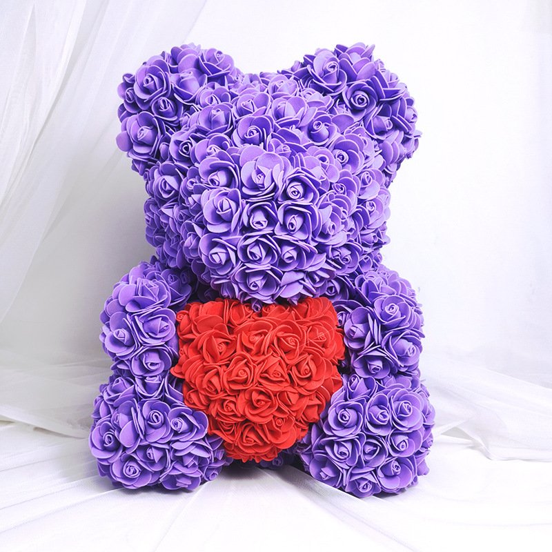 UKIQUEEN Rose Bears With Box Flower 40cm 25cm Roses Valentines Foam Heart Red Gift Gifts Artificial Mini Preserved Rose Bear
