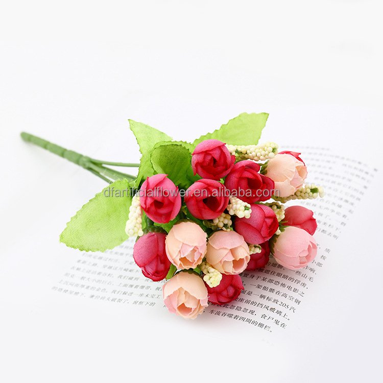5 brabches 15 flower-head foam camellia rose artificial home decoration wedding plastic flower wall peony