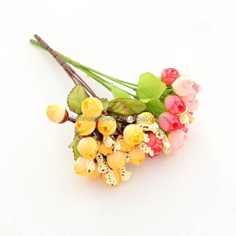 5 brabches 15 flower-head foam camellia rose artificial home decoration wedding plastic flower wall peony