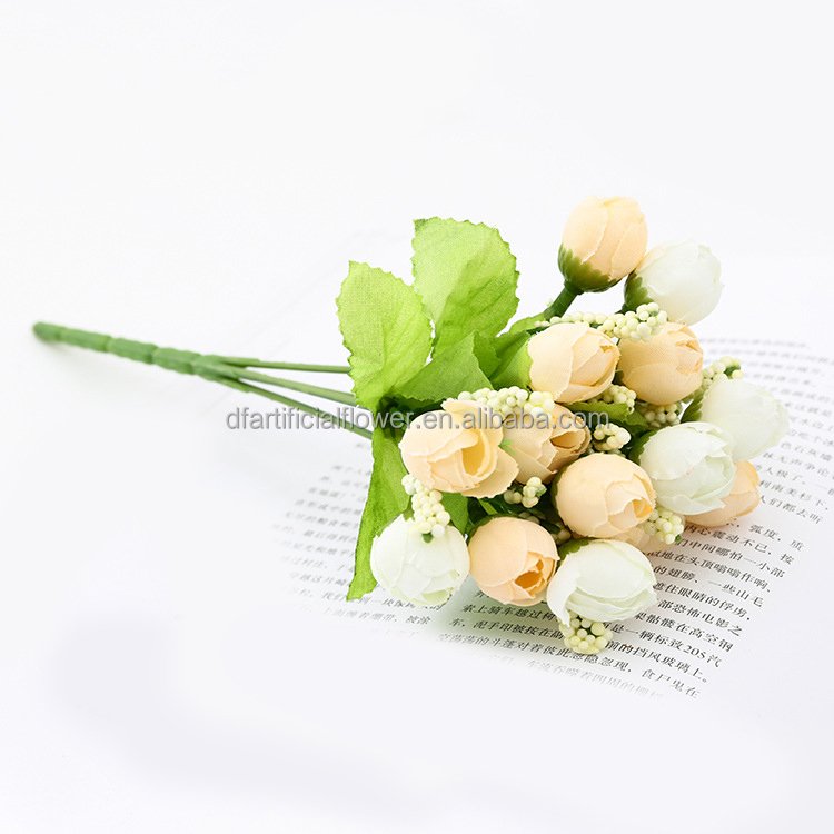 5 brabches 15 flower-head foam camellia rose artificial home decoration wedding plastic flower wall peony