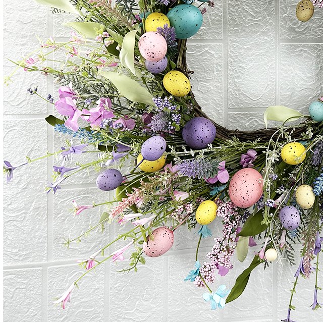 2024 New Design Customizable Natural Preserved Flowers & Plants 22-Inch Easter Multicolor Egg Decoration Garland For Decorations