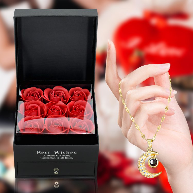 Promotional gift sets novel square preserved rose boxes flower with packaging