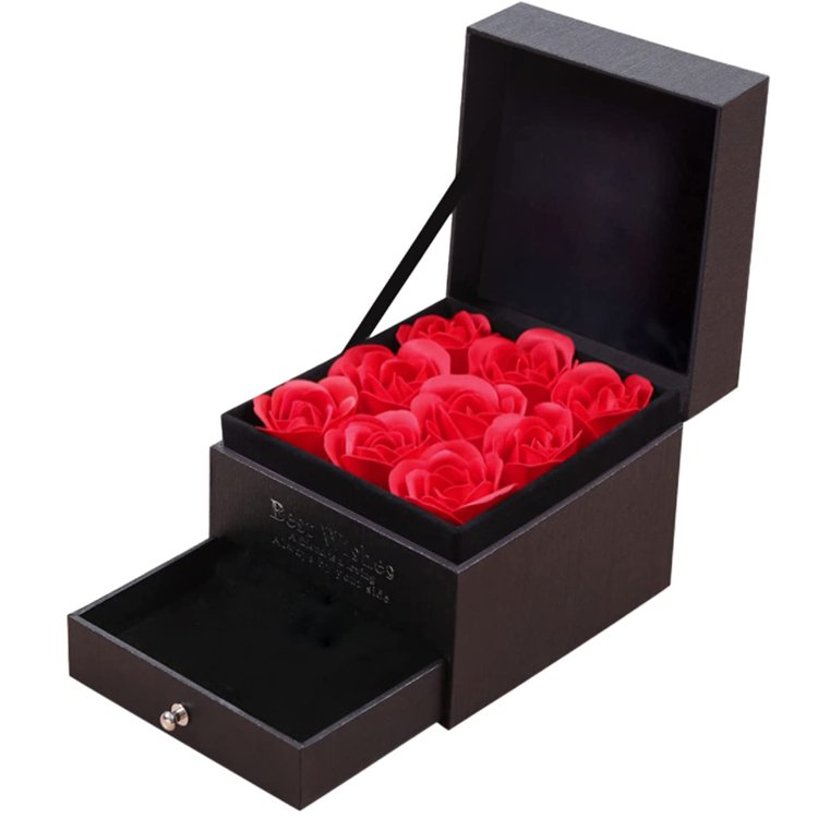 Promotional gift sets novel square preserved rose boxes flower with packaging