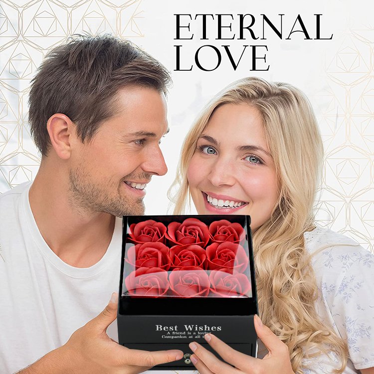 Promotional gift sets novel square preserved rose boxes flower with packaging