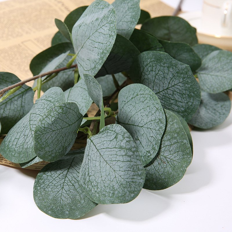 H48 New Product Garden Real Touch Artificial Apple Tree Leaves Eucalyptus Leaf Branches Office Christmas Decoration