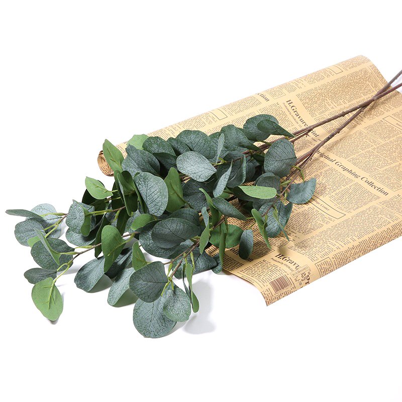 H48 New Product Garden Real Touch Artificial Apple Tree Leaves Eucalyptus Leaf Branches Office Christmas Decoration