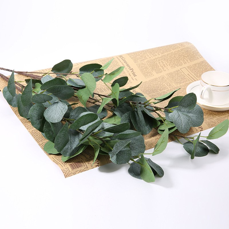 H48 New Product Garden Real Touch Artificial Apple Tree Leaves Eucalyptus Leaf Branches Office Christmas Decoration