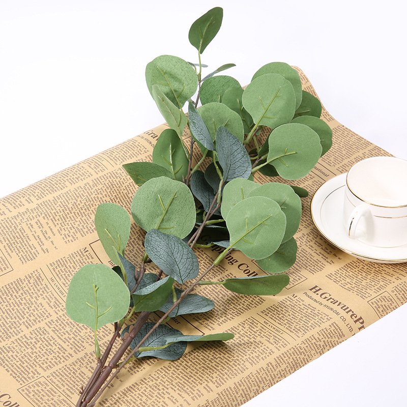 H48 New Product Garden Real Touch Artificial Apple Tree Leaves Eucalyptus Leaf Branches Office Christmas Decoration