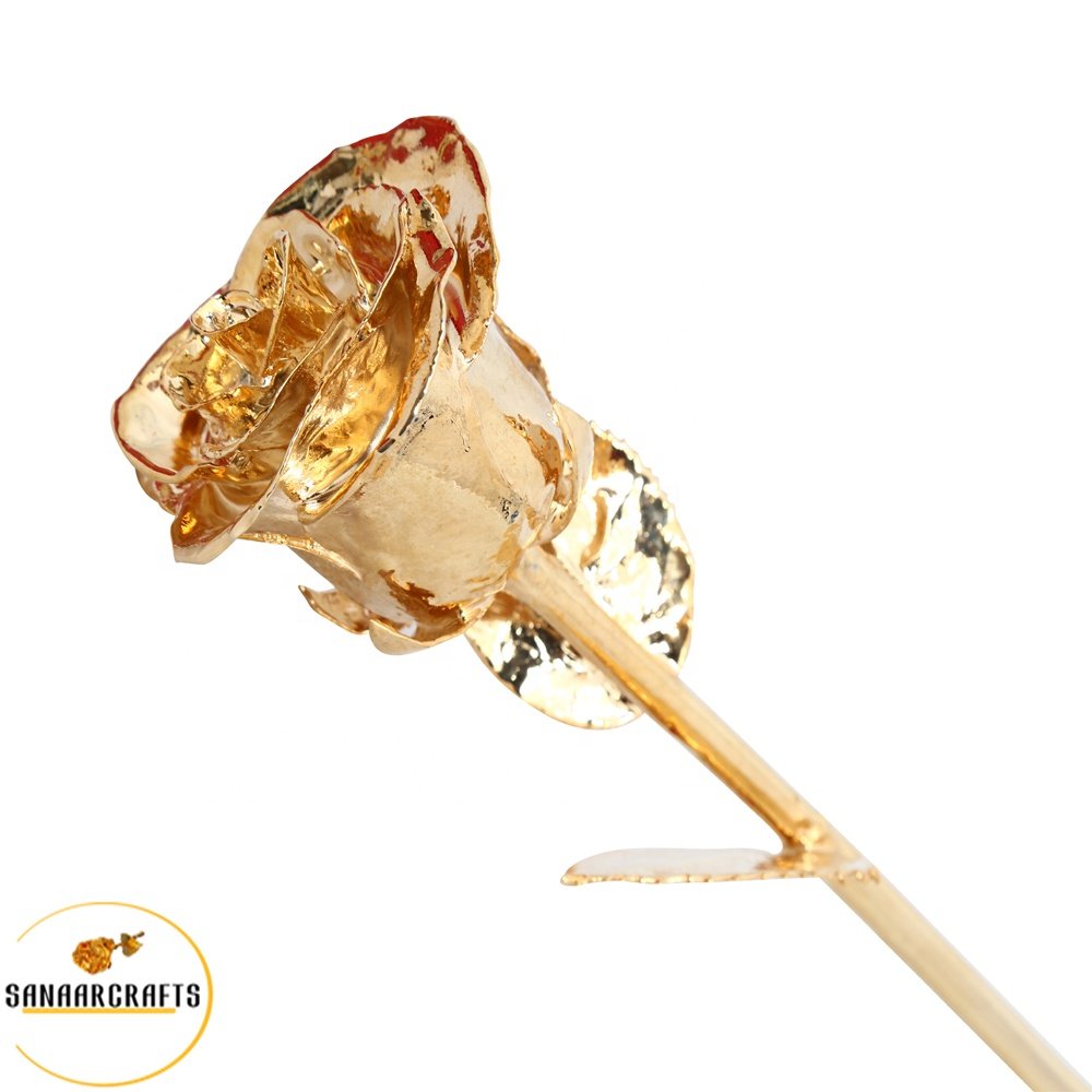 100% Handmade 24k Gold Plated Preserved Rose Handmade Preserved Rose Gold Flower Dipped Real Natural Gold Plated 24k