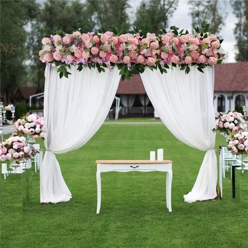 Hot Selling Heart Rose Flower Arch Decoration Vines Garland Silk Flower Garland Table Customizable Wedding Party Flower Runner
