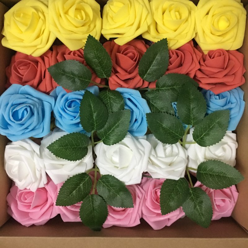INUNION 25 pcs Bulk Party Centerpiece Decoration Real Looking Artificial Foam Red Roses flower head DIY PE Craft Foam Flowers