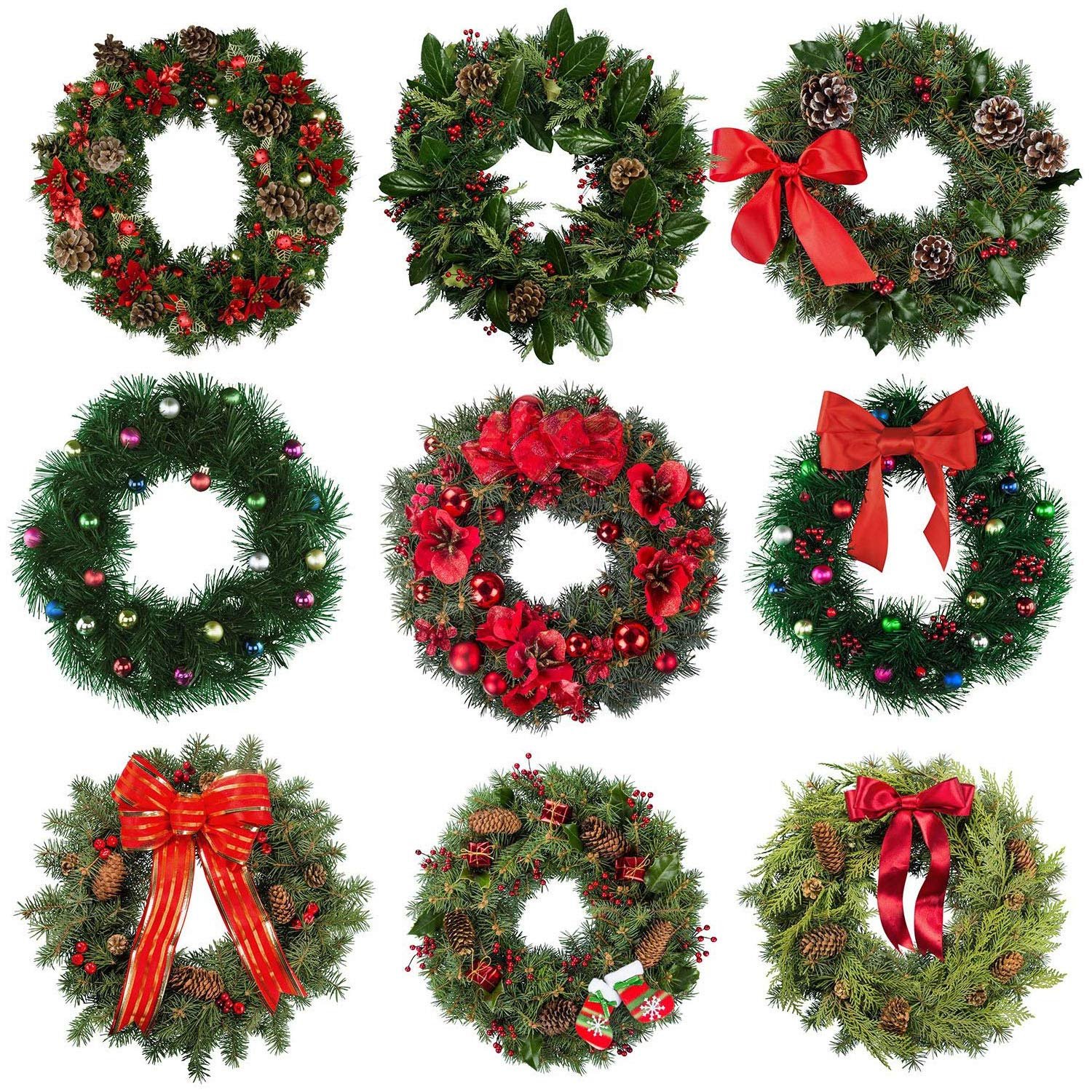 Metal Wreath Frame Green Wire Wreath for Christmas Home Party Decorations
