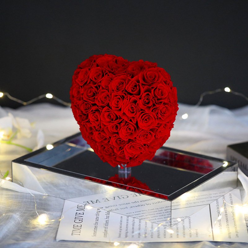 AYOYO OEM Rose Eternal Flower Love Rose Valentine's Day Gift Forever Preserved Flower Eternal Rose In Heart Shaped Gift Box
