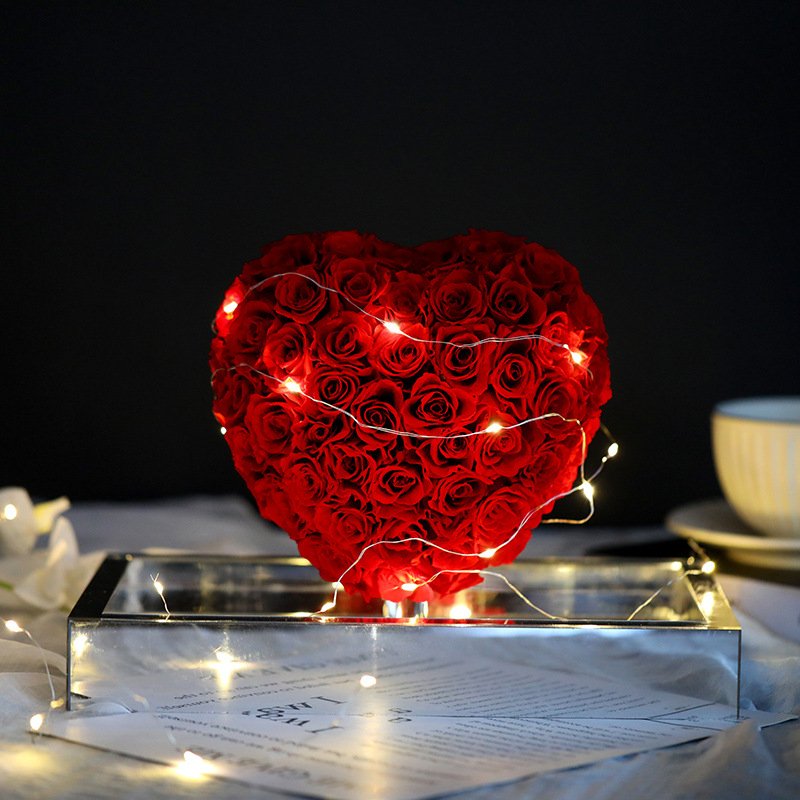 AYOYO OEM Rose Eternal Flower Love Rose Valentine's Day Gift Forever Preserved Flower Eternal Rose In Heart Shaped Gift Box